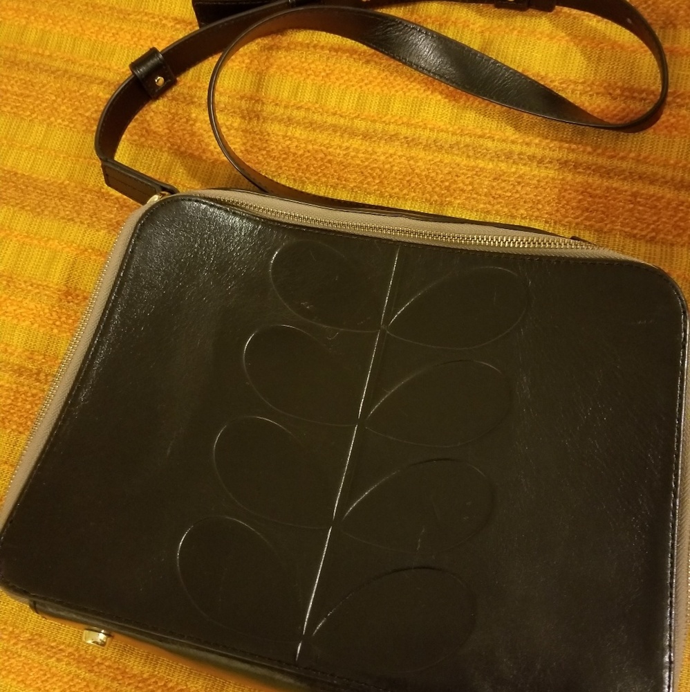 Orla Kiely Black Leather Bag